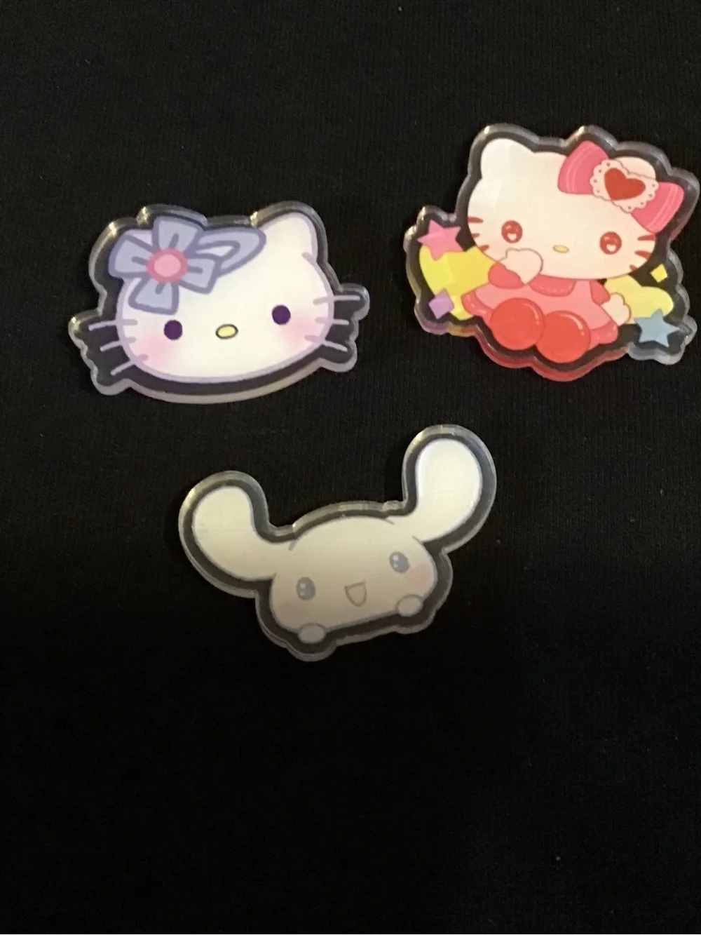 Sanrio Character Acrylic magnet set. - Assorted Pink Purple Black Designs